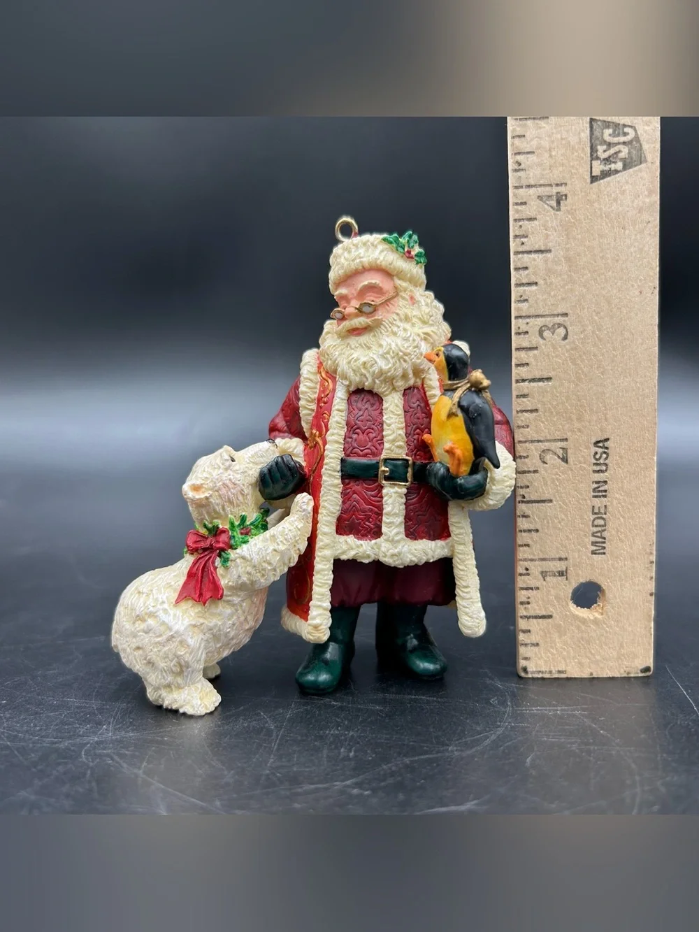 Carlton Cards Santa’s Holiday Best Ornament 2000 Polar Bear Penguin Boxed